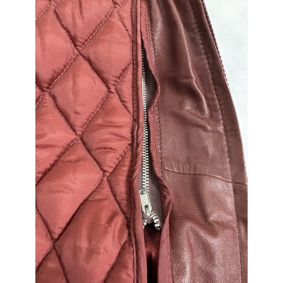 Vintage Saxony Genuine Leather Jacket Men 40 Maroon Quilted Lined Retro - Picture 13 of 16